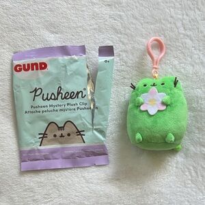 Gund Pusheen Green Plush with Pink Clip
